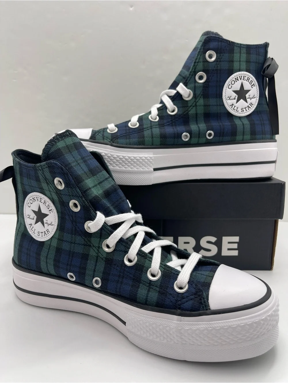 Converse A13879C CTAS LIFT HI NAVY/BLACK/WHITE Platform Sneakers Plaid